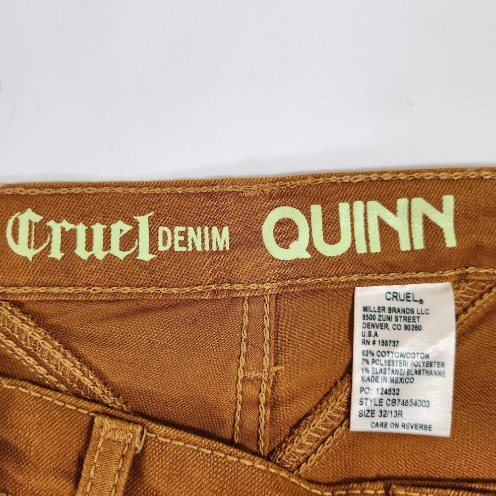 Cruel Denim Quinn Jeans Womens Sz 32 13R Gold High Rise Tapered Western Stretch - Picture 3 of 10